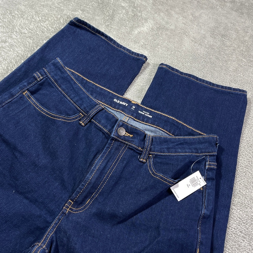 Nwt Old Navy Women's Size 10 Tall High-Rise WOW Loose Dark‎ Wash Denim Jeans
